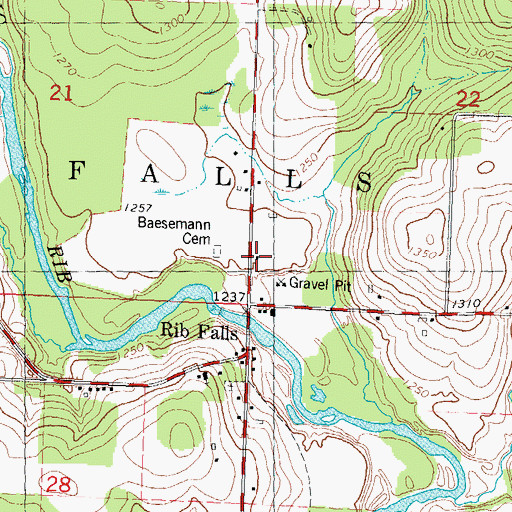 Topographic Map of Baesemann Cemetery, WI
