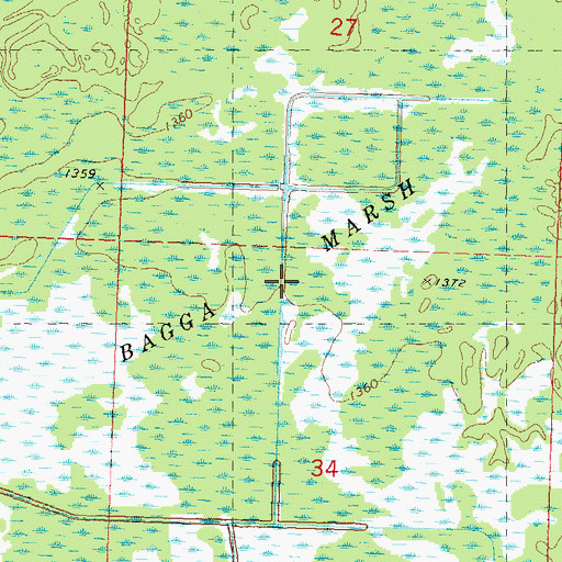Topographic Map of Bagga Marsh, WI
