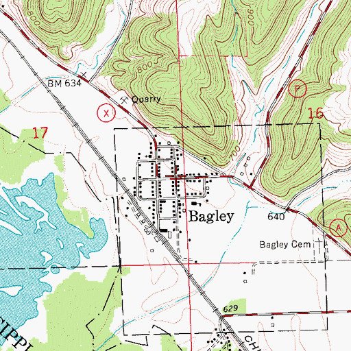 Topographic Map of Bagley, WI