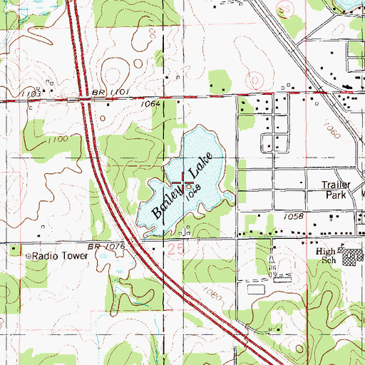 Topographic Map of Bailey Lake, WI