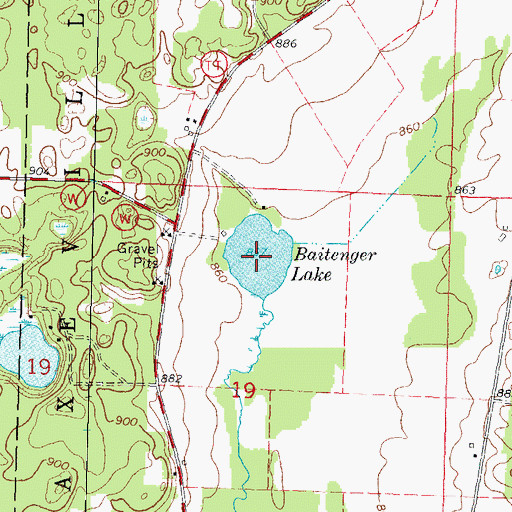 Topographic Map of Baitenger Lake, WI
