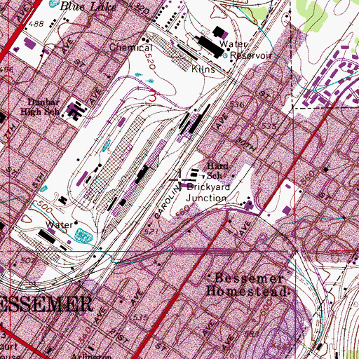 Topographic Map of Brickyard Junction, AL