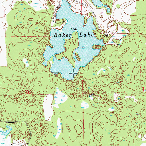 Topographic Map of Baker Lake, WI