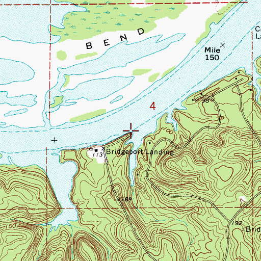 Topographic Map of Bridgeport Landing, AL