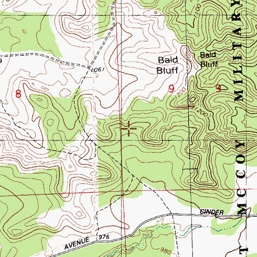 Topographic Map of Bald Bluff, WI