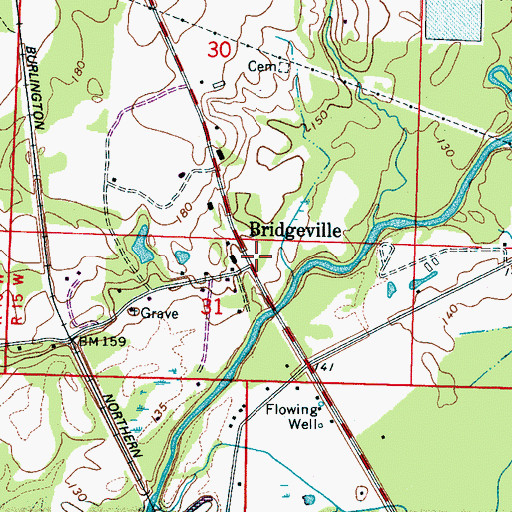 Topographic Map of Bridgeville, AL
