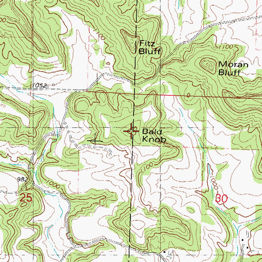 Topographic Map of Bald Knob, WI