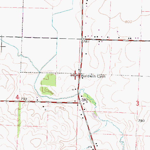Topographic Map of Baldwin Cemetery, WI