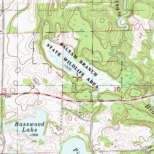 Topographic Map of Balsam Branch State Wildlife Area, WI