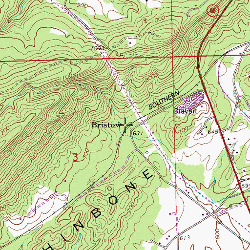Topographic Map of Bristow, AL