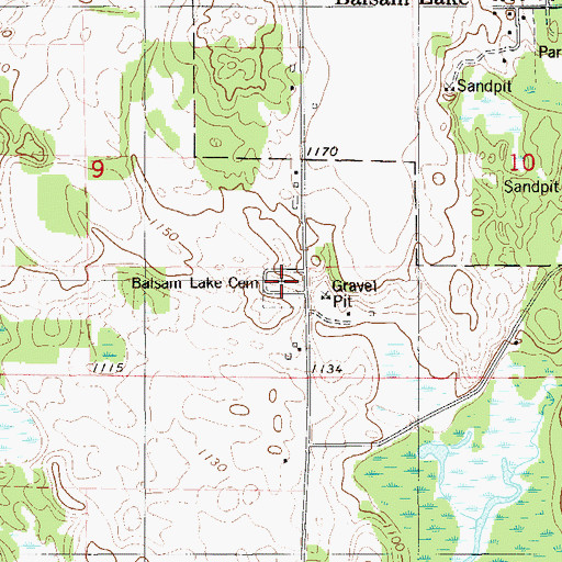 Topographic Map of Balsam Lake Cemetery, WI
