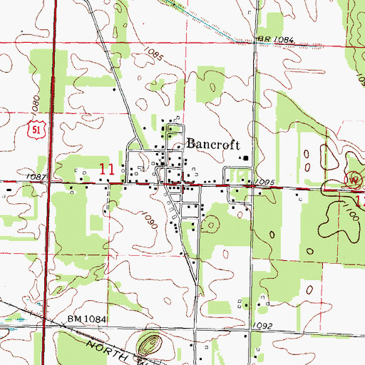 Topographic Map of Bancroft, WI