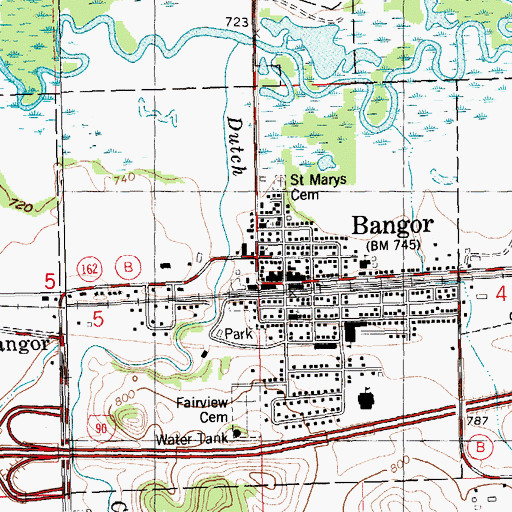 Topographic Map of Bangor, WI