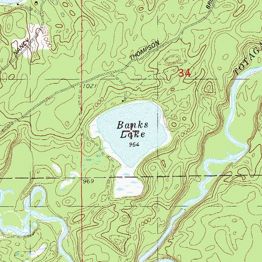 Topographic Map of Banks Lake, WI