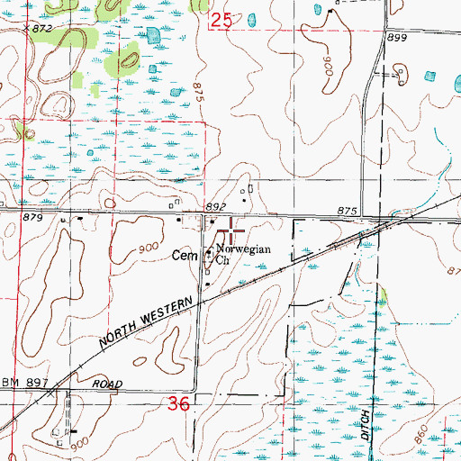 Topographic Map of Banner School (historical), WI