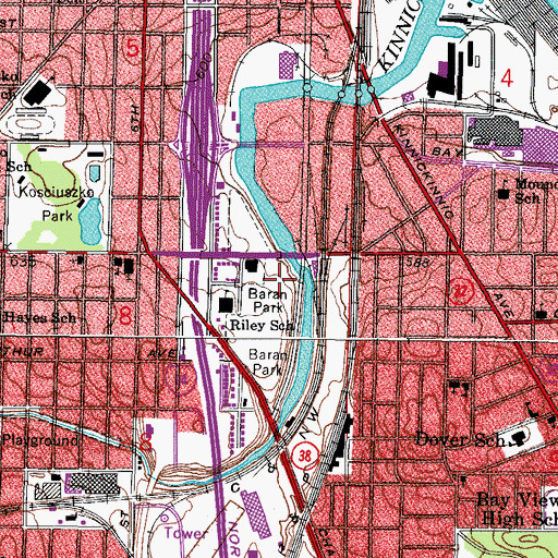 Topographic Map of Baran Park, WI