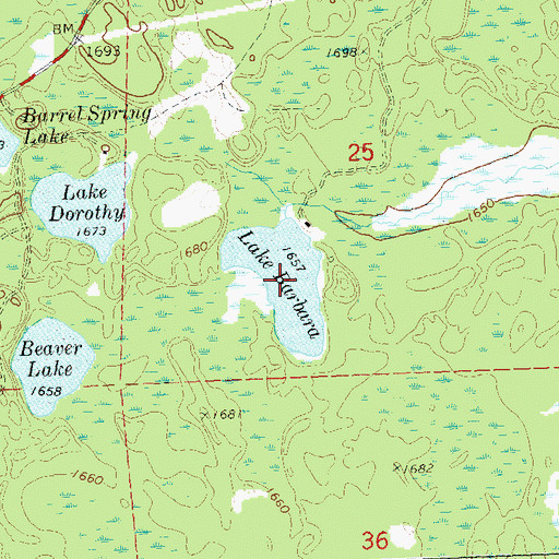 Topographic Map of Lake Barbara, WI