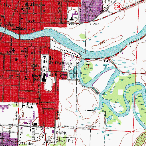 Topographic Map of Bark River Park, WI