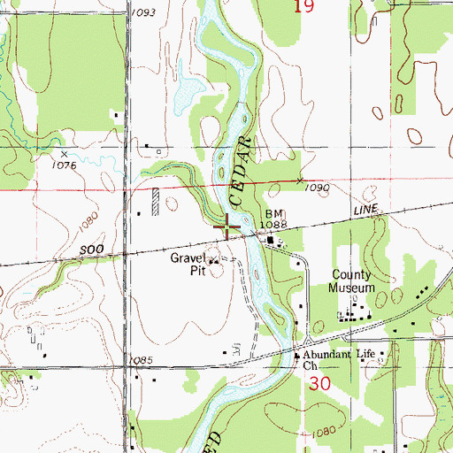 Topographic Map of Barker Creek, WI