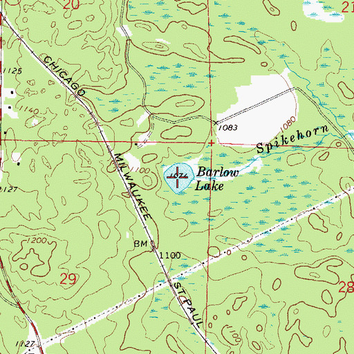 Topographic Map of Barlow Lake, WI