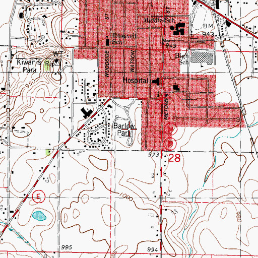 Topographic Map of Barlow Park, WI
