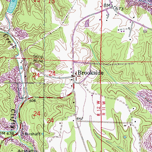 Topographic Map of Brookside, AL