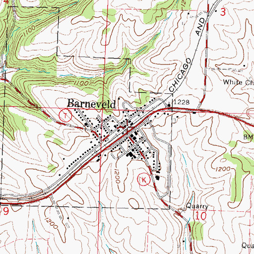 Topographic Map of Barneveld, WI
