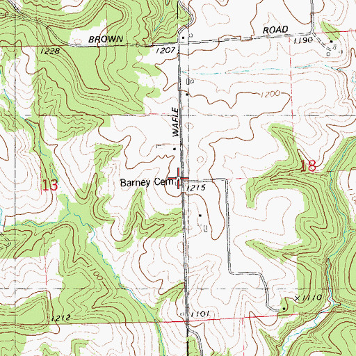 Topographic Map of Barney Cemetery, WI