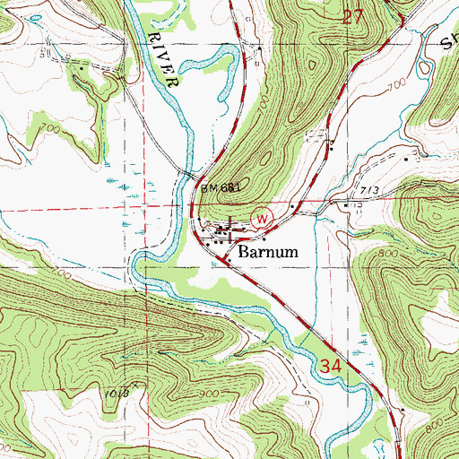 Topographic Map of Barnum, WI