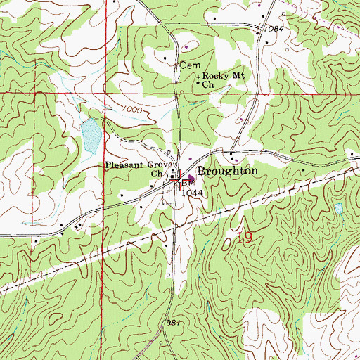 Topographic Map of Broughton, AL