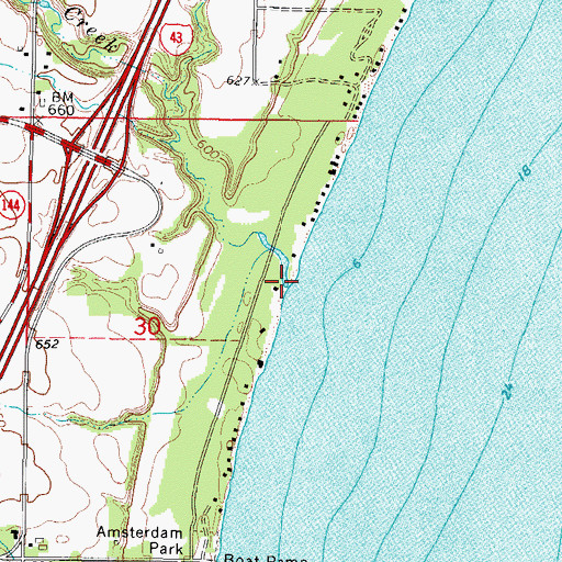 Topographic Map of Barr Creek, WI