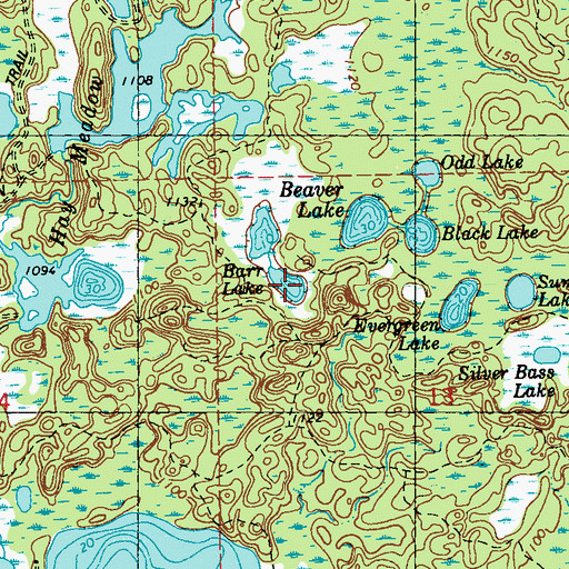Topographic Map of Barr Lake, WI