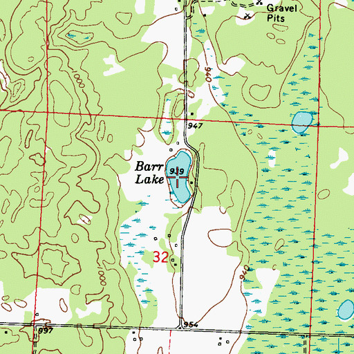 Topographic Map of Barr Lake, WI