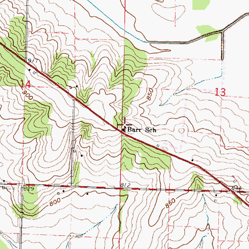Topographic Map of Barr School, WI