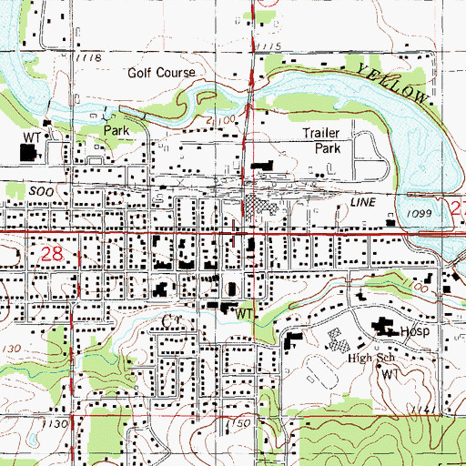 Topographic Map of Barron, WI