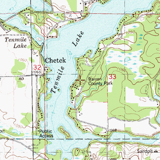 Topographic Map of Barron County Park, WI