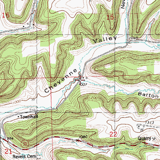 Topographic Map of Barton Hollow, WI