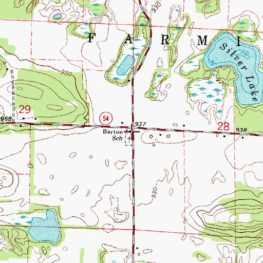 Topographic Map of Barton School, WI