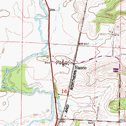 Topographic Map of Basco, WI