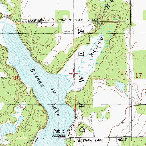 Topographic Map of Bashaw Brook, WI