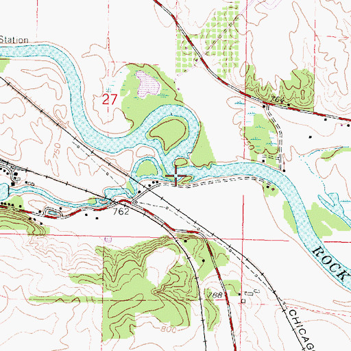 Topographic Map of Bass Creek, WI