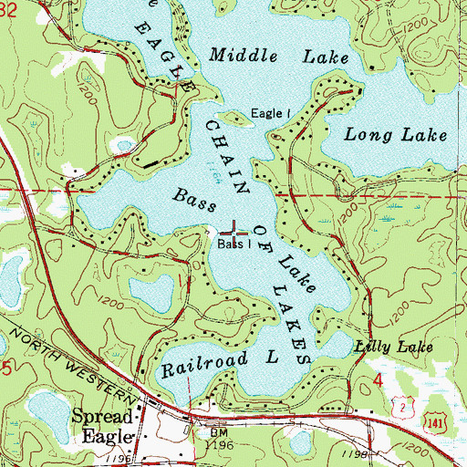 Topographic Map of Bass Island, WI