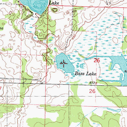 Topographic Map of Bass Lake, WI