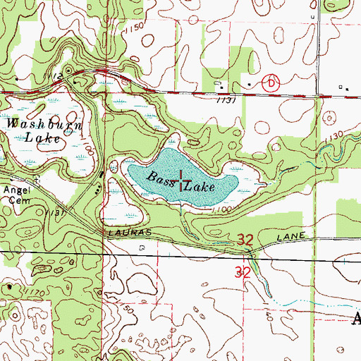 Topographic Map of Bass Lake, WI
