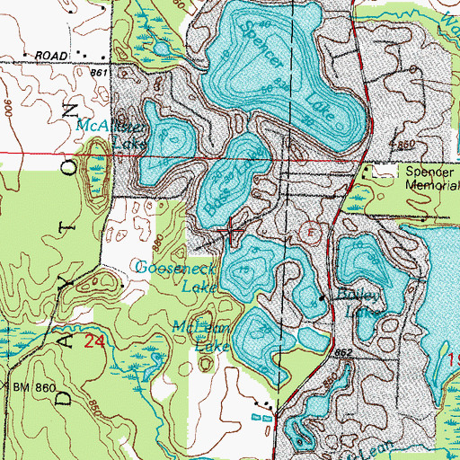 Topographic Map of Bass Lake, WI