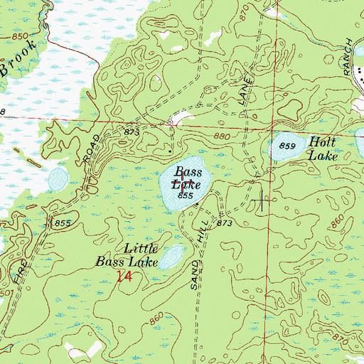 Topographic Map of Bass Lake, WI