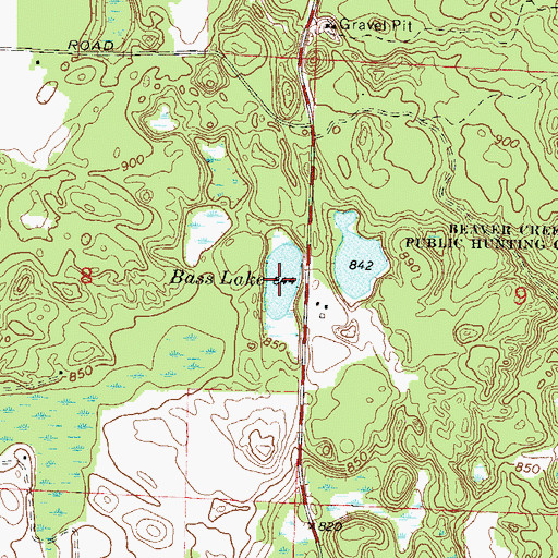 Topographic Map of Bass Lake, WI