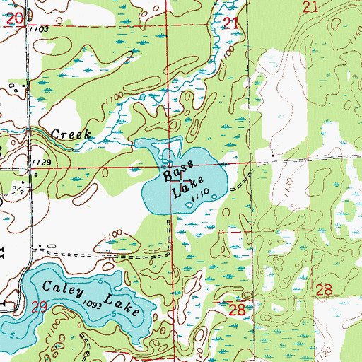 Topographic Map of Bass Lake, WI