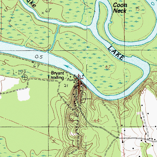 Topographic Map of Bryant Landing, AL