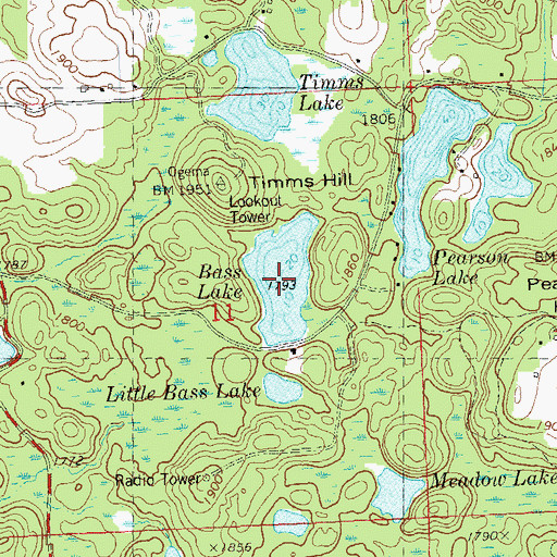 Topographic Map of Bass Lake, WI